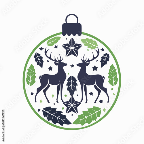 Christmas Ornament with Deer and Stars