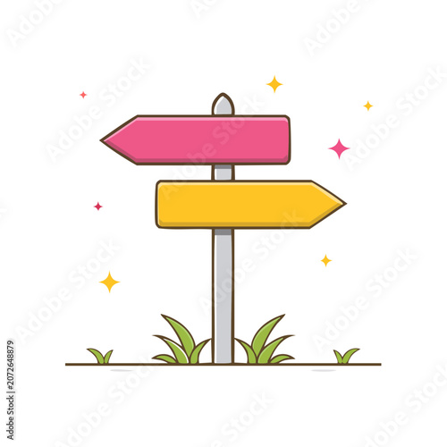 Flat illustration of directional signpost with arrows