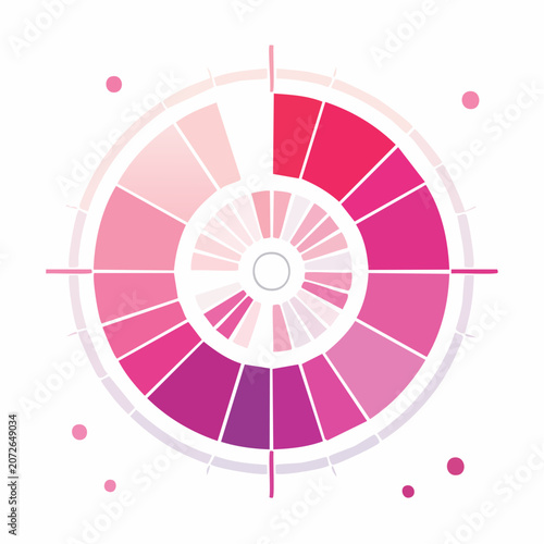 Pink and Purple Color Wheel with Concentric Circles and Dots