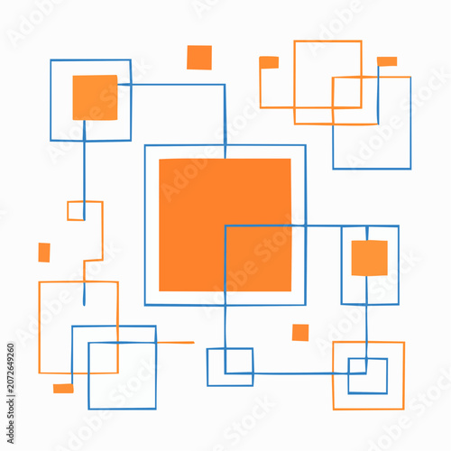 Abstract Geometric Pattern with Orange and Blue Squares