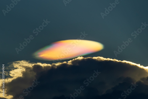 Canvas Print Iridescent cloud sky atmospheric phenomenon colorful nature dramatic weather sun