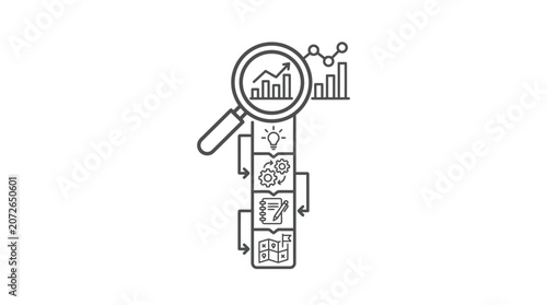 Vertical growth infographic icon showing data analysis and progress.