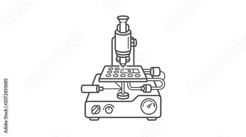 Precision laboratory instrument for microscopic measurement and analysis.