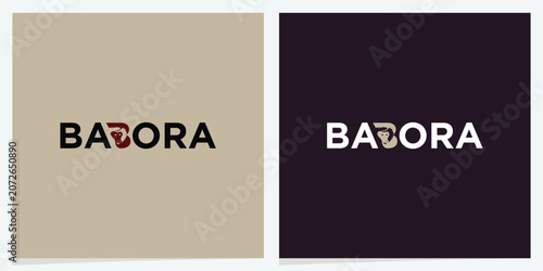 Babora Hidden Baboon Wordmark Logo.baboon symbol integrated through negative space.