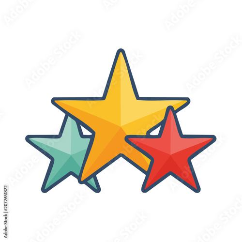 Three colorful overlapping stars vector illustration