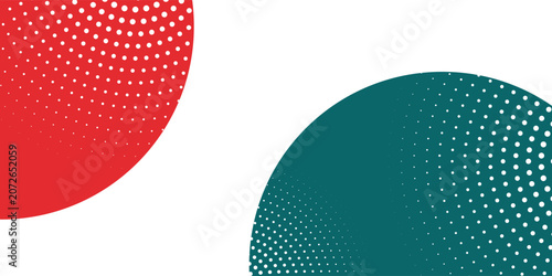 Modern Abstract Halftone Circles Background with Red and Teal Geometric Design