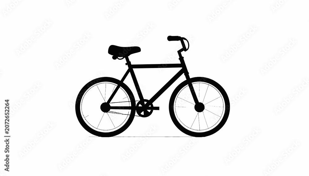 Fototapeta premium Black bicycle with two wheels.