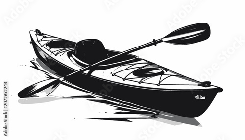 Photos Black kayak with single paddle.