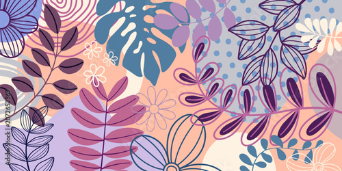 Spring background with beautiful. flower background for design. Colorful background with tropical plants.