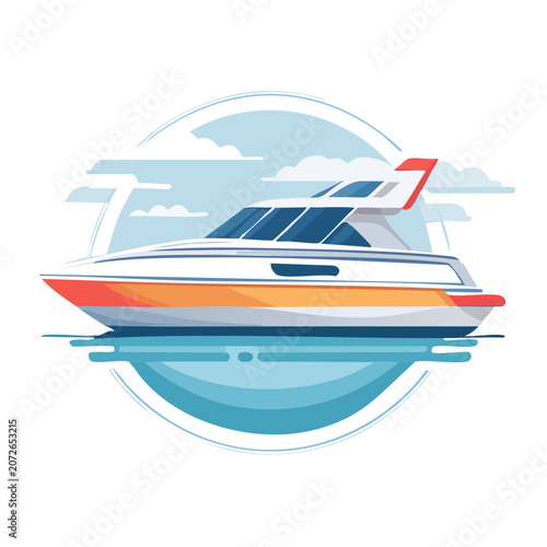 Flat illustration of airplane flying through clouds