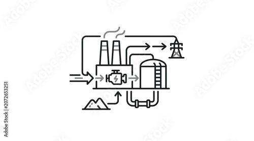 Combined heat and power plant industrial cycle.