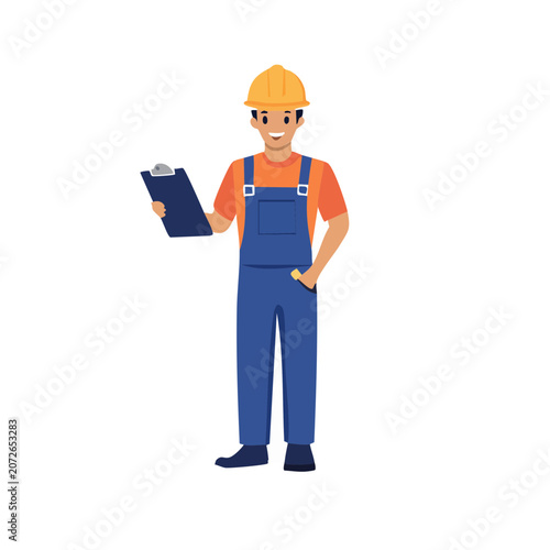 Flat vector illustration of construction worker