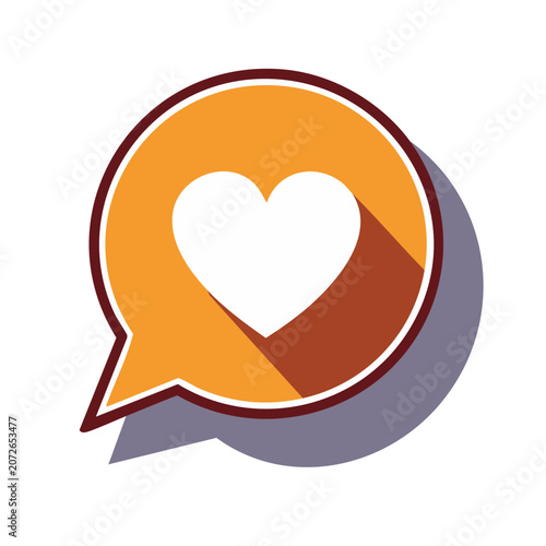 Heart icon in a speech bubble with long shadow