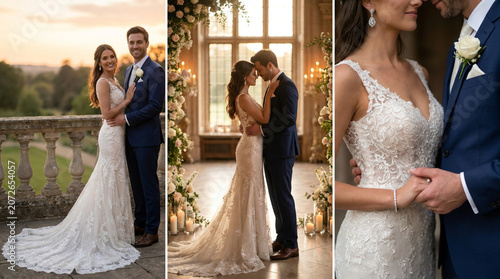 Luxury Wedding Couple Portrait in Elegant Bridal Fashion Editorial Style