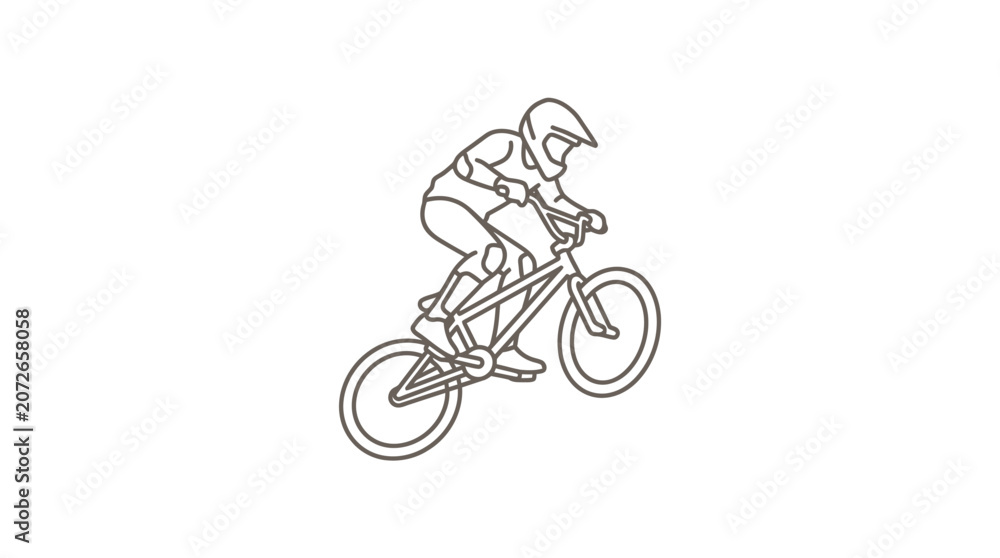 Fototapeta premium Cyclist jumping on a BMX or mountain bike.