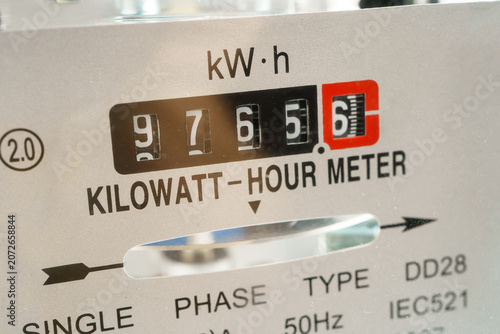 Obraz na plátne Electric measuring power meter for energy cost at home and office