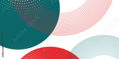 Modern Abstract Geometric Circle Pattern Background with Halftone Dots and Linear Arcs