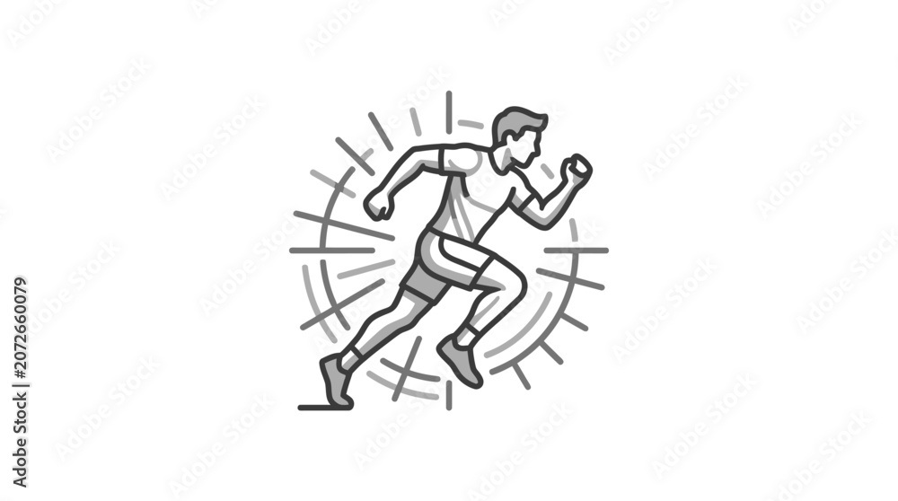 Obraz premium Male athlete sprinting fast line art illustration