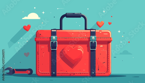 Red Toolbox with Heart on Front.