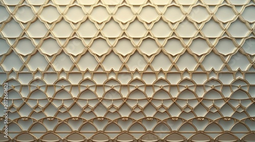 Abstract geometric pattern with yellow metallic scales on a white background
