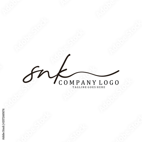 Hand Write S, N and K logo design