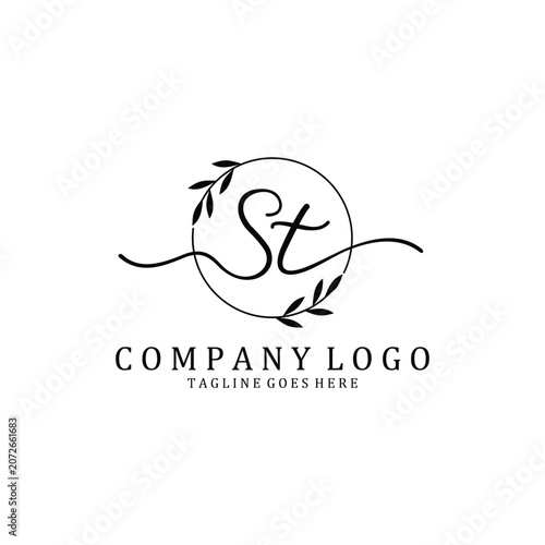 Hand Write S and T logo design