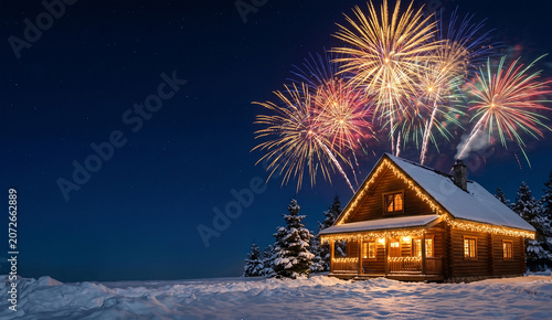 Happy Merry Christmas Magic Background with Festive Lights and Winter Holiday Decoration.