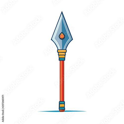Flat illustration of a medieval spear with blue blade