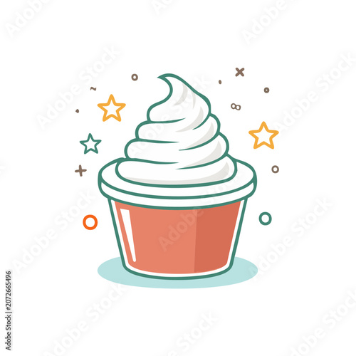 Flat illustration of soft serve ice cream in a cup