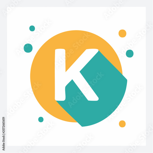 Letter K Logo with Geometric Shapes and Dots