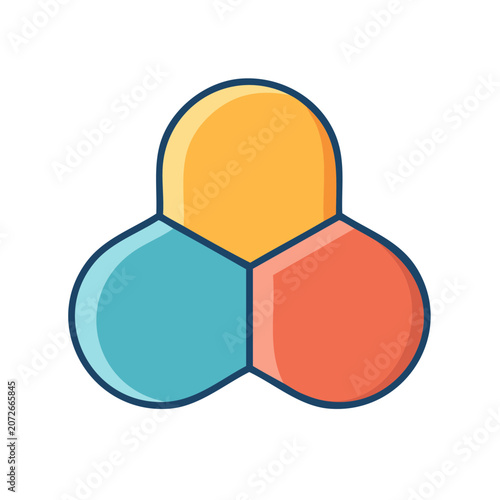 Three overlapping circles in flat design style
