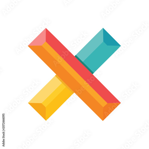 Colorful 3D Cross Symbol Vector Icon