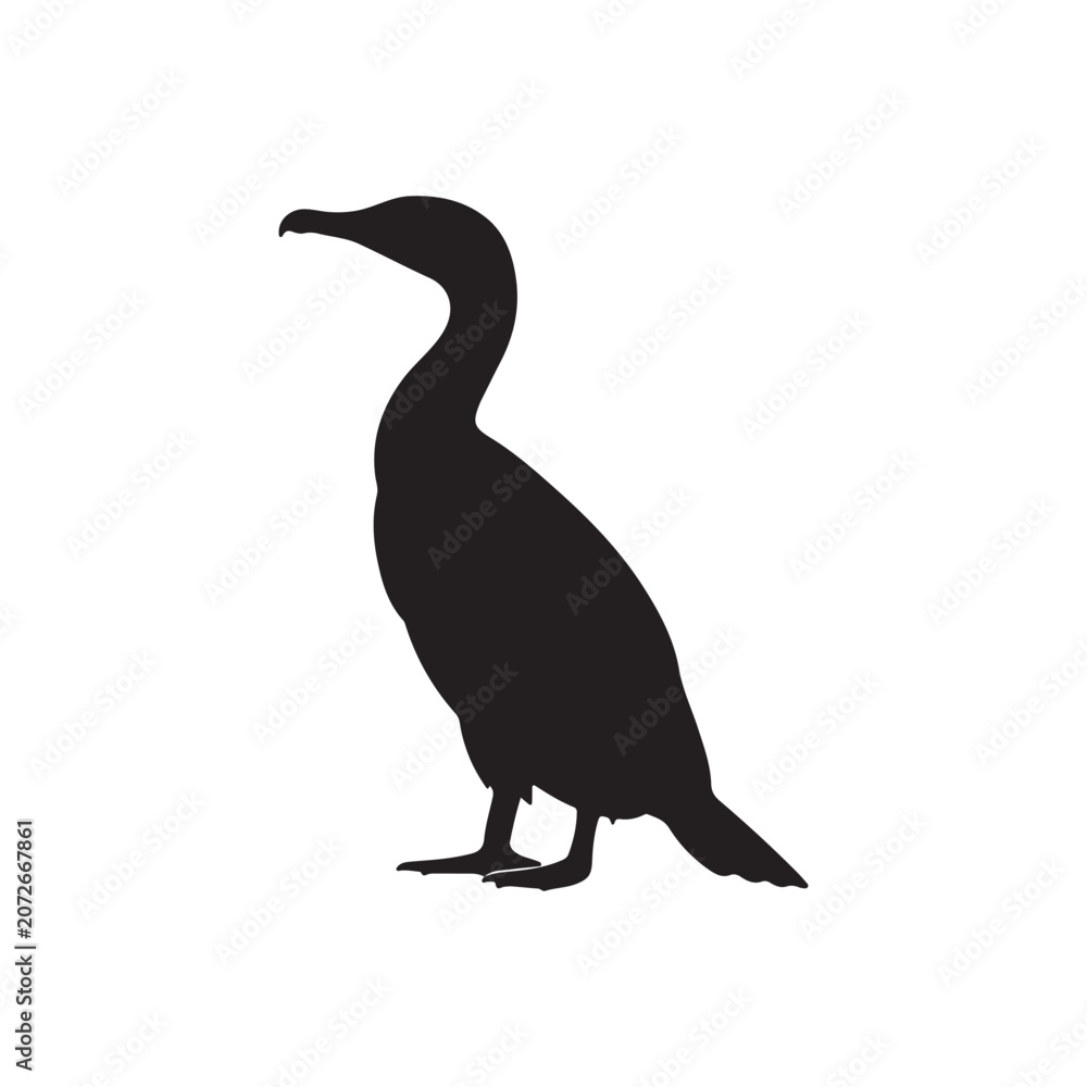 Fototapeta premium Cormorant silhouette icon vector flat design