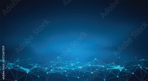 Blue network connections, glowing nodes, futuristic tech background, abstract lines