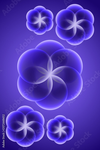 Abstract purple geometric flower pattern on gradient background