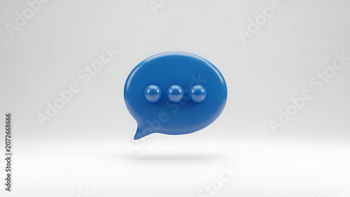 Blue 3D speech bubble chat icon representing digital communication and messaging with communication, feedback