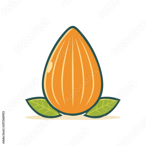 Flat vector illustration of a pumpkin with stem and leaf