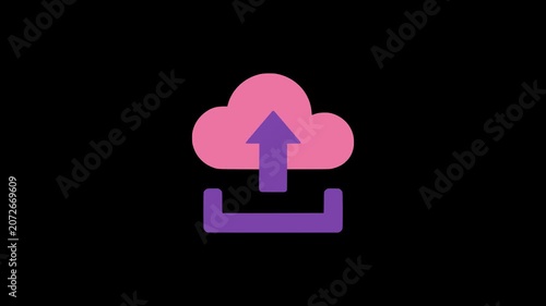 online cloud storage upload database server animation HD 4K