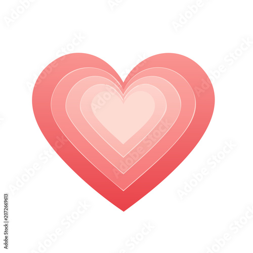 Layered heart shape with pink and red gradient