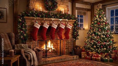christmas tree with fireplace