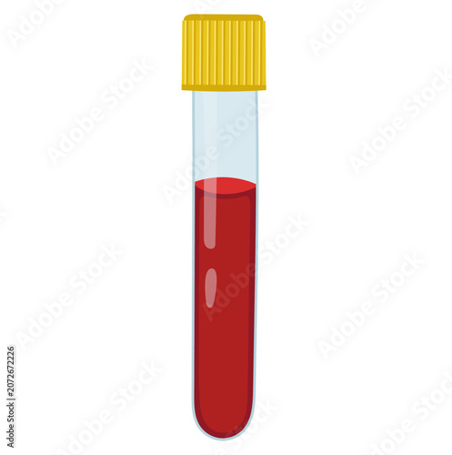 Bild auf Leinwand Test Tube With Blood Sample Illustration Isolated on White Background