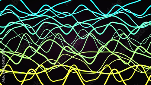 Abstract Multicolor Neon Wave Pattern with Glowing Gradient Curves