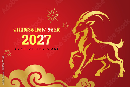 year of the goat zodiac 2027 happy chinese new year lunar china modern logo vector design