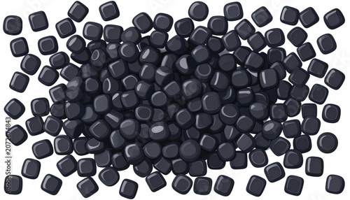 Pile of small black plastic pellets.