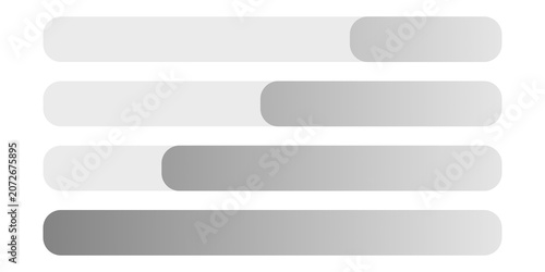 Minimalist infographic progress bars and loading indicator blocks set. Modern grey and white horizontal rounded capsule elements for web UI UX design and business data presentation