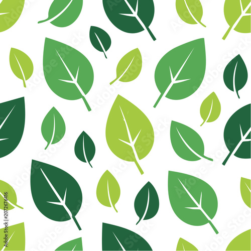 Seamless green leaf pattern vector illustration