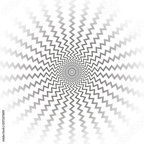 Abstract radial zigzag lines pattern on transparent background creating optical illusion for modern graphic design.