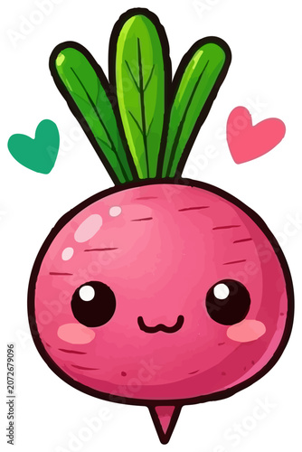 Photos A charming red onion doodle illustration featuring simple hand-drawn lines, playful shapes, and a cheerful cartoon style