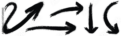 Vector brush stroke arrows set directional vector graphics