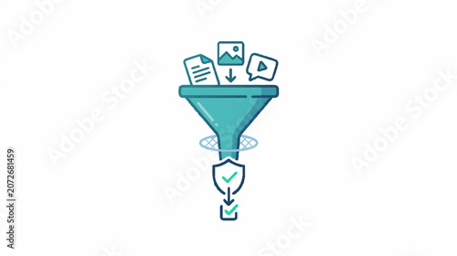 Data Funnel Halftone Icons Background with White Space